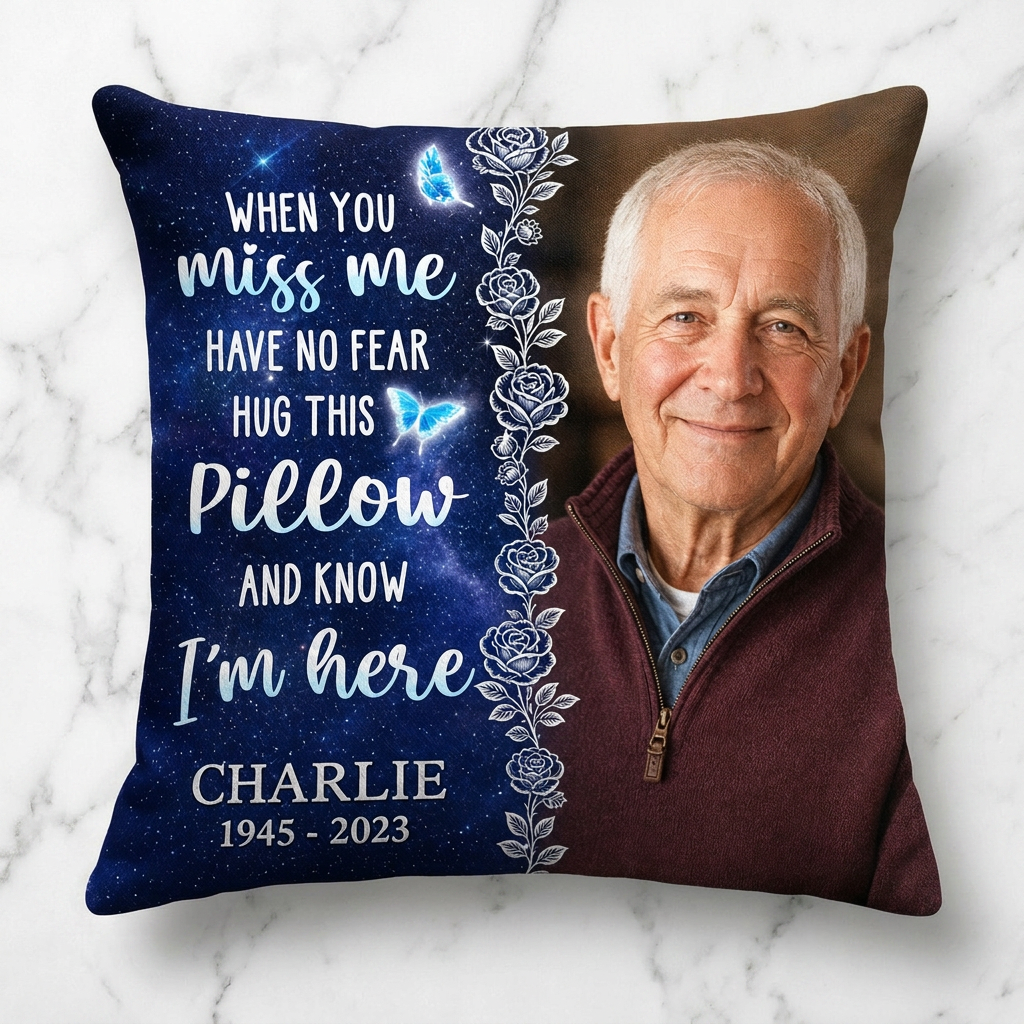 Personalized Photo Memorial Pillow - Hug This and Know I'm Here Sympathy Remembrance Gift - Image 3