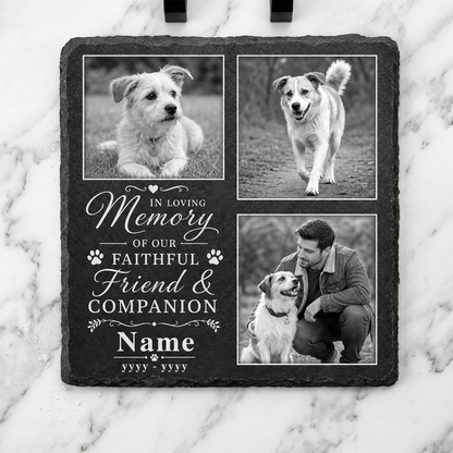 Personalized Dog Memorial Slate with 3 Photos – Pet Loss Memorial Stone Gift - Image 3 | VNMGSREPR1-6IN-EHIEU_AI_0456 VNMGSREPR1-8IN-EHIEU_AI_0456