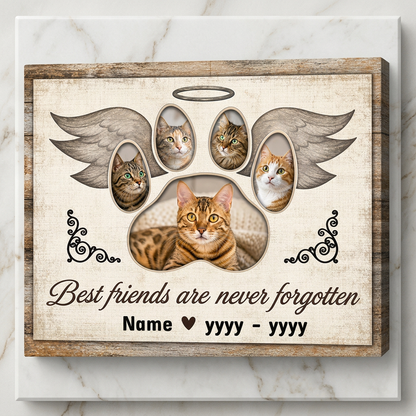 Personalized Cat Memorial Photo Collage Canvas Wall Art – Custom Pet Loss Gift - Image 3