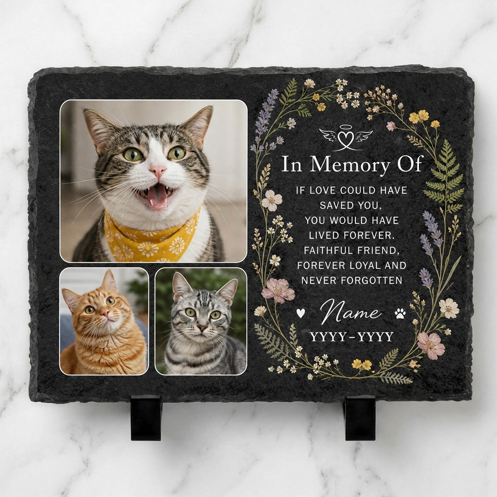 Personalized Cat Memorial Garden Stone Custom Photo Slate Pet Sympathy Gift - Image 3 | VNMGSREPR1-6IN-EHIEU_AI_0434 VNMGSREPR1-8IN-EHIEU_AI_0434