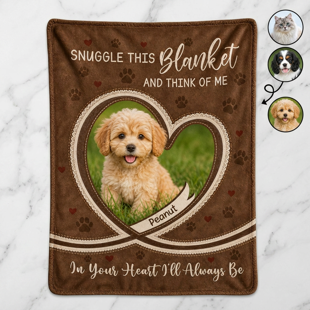 Personalized Pet Memorial Fleece Blanket with Photo, Dog Cat Loss Remembrance Keepsake Gift - Image 3
