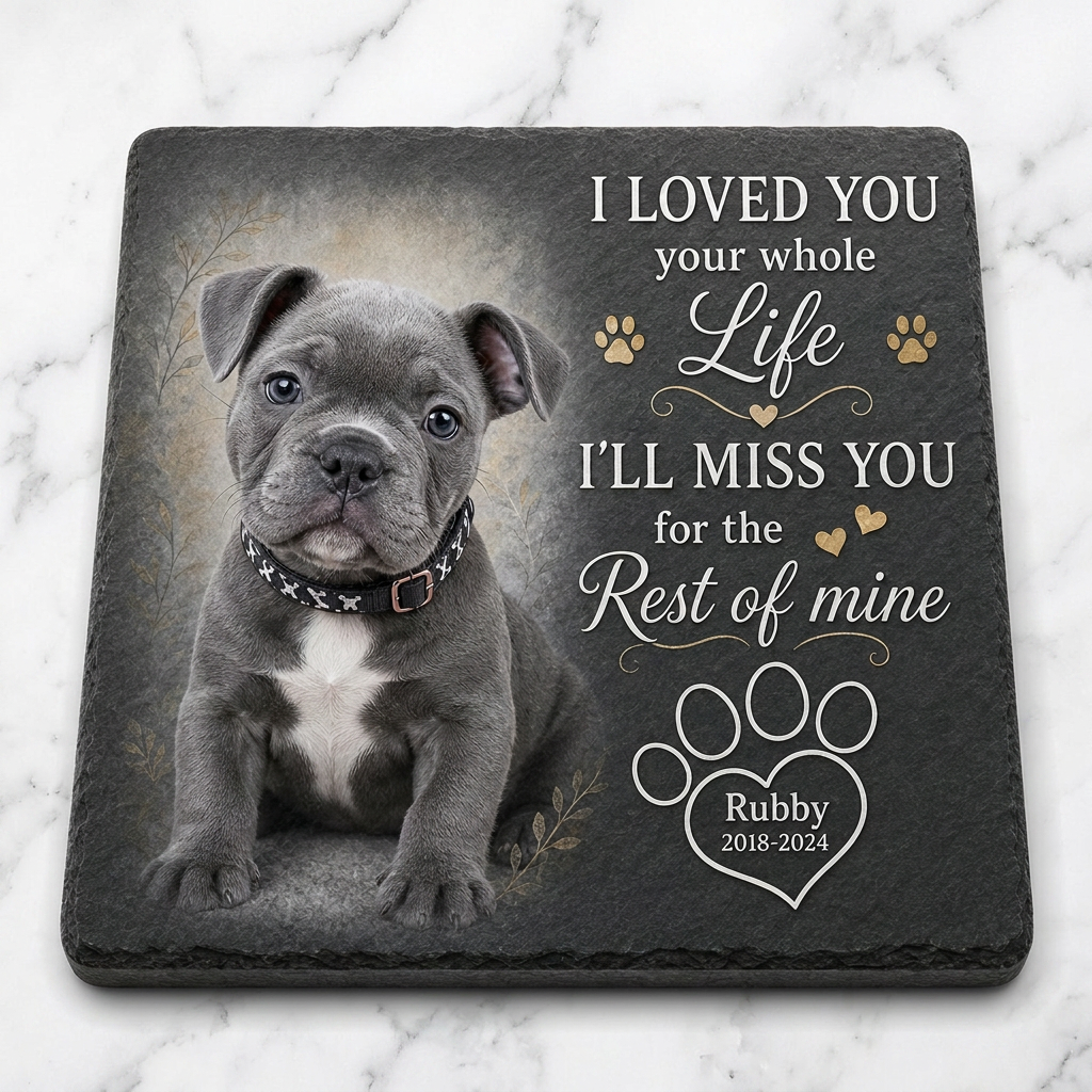 Personalized Pet Memorial Garden Stone – Custom Dog Photo Plaque for Pet Loss - Image 3 | VNMGSREPR1-6IN-EHIEU_AI_0407 VNMGSREPR1-8IN-EHIEU_AI_0407
