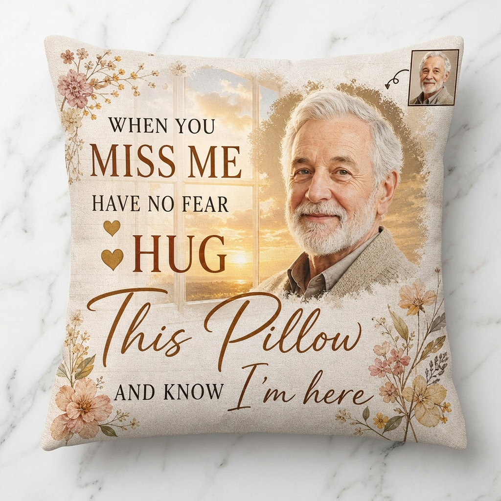 Custom Memorial Photo Pillow When You Miss Me Remembrance Gift for Loss of a Loved One - Image 3