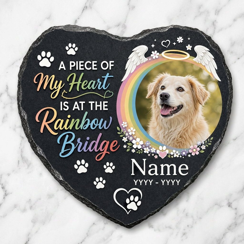 Personalized Rainbow Bridge Pet Memorial Garden Stone with Photo, Dog Loss Gift - Image 3 | VNMGSREPR1-6IN-EHIEU_AI_0464 VNMGSREPR1-8IN-EHIEU_AI_0464
