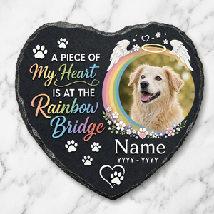 Personalized Rainbow Bridge Pet Memorial Garden Stone with Photo, Dog Loss Gift - Image 3