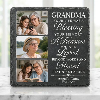 Personalized Grandma Memorial Photo Slate Stone, In Memory Of Grandmother Gift - Image 3 | VNMGSREPR1-6IN-EHIEU_AI_0428 VNMGSREPR1-8IN-EHIEU_AI_0428