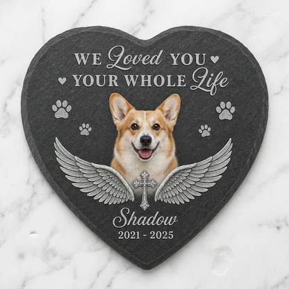 Personalized Pet Memorial Heart Shaped Garden Stone with Photo – Dog Loss Gift - Image 3 | VNMGSREPR1-6IN-EHIEU_AI_0417 VNMGSREPR1-8IN-EHIEU_AI_0417