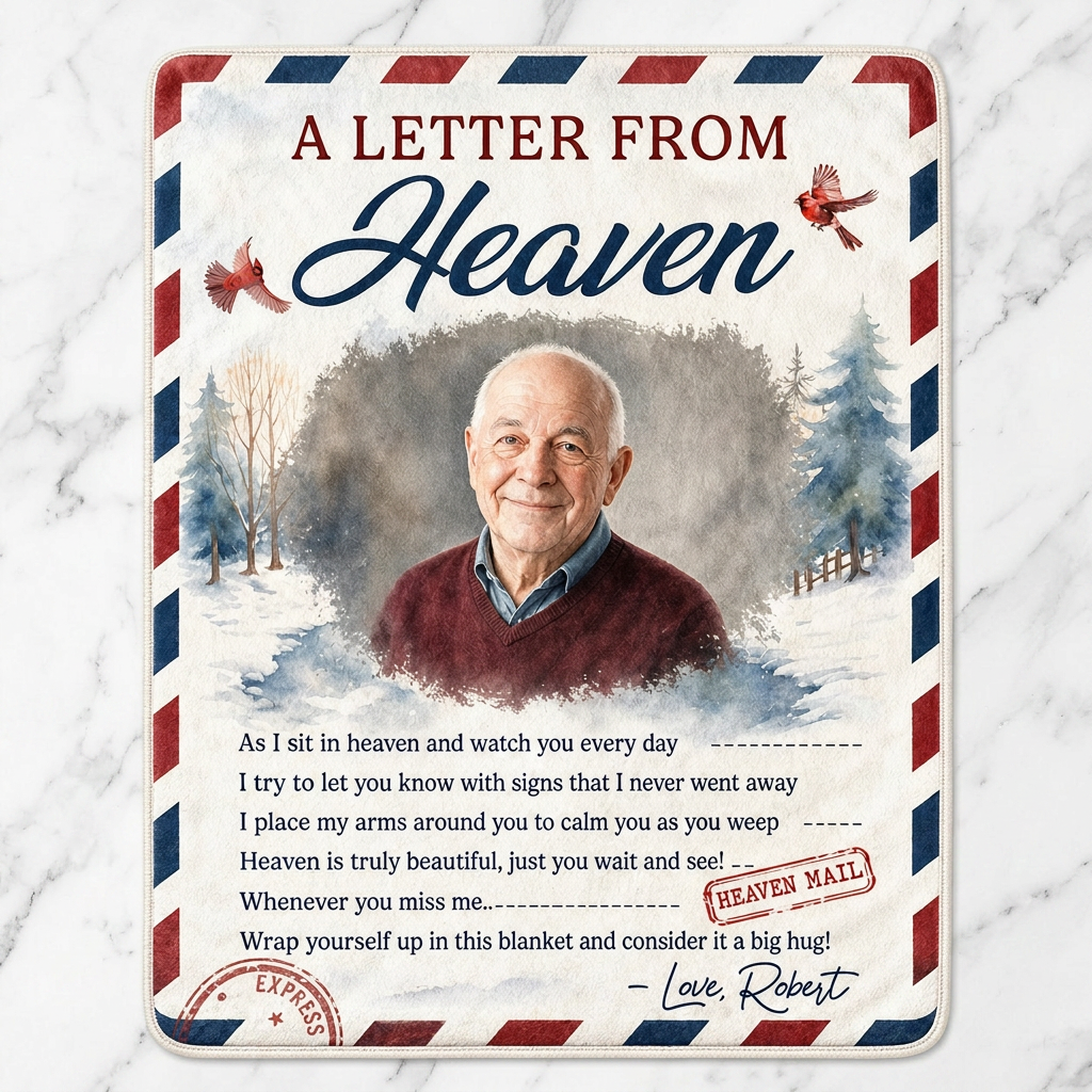 Personalized Photo A Letter From Heaven Memorial Fleece Blanket, Sympathy Gift for Loss of Loved One - Image 3