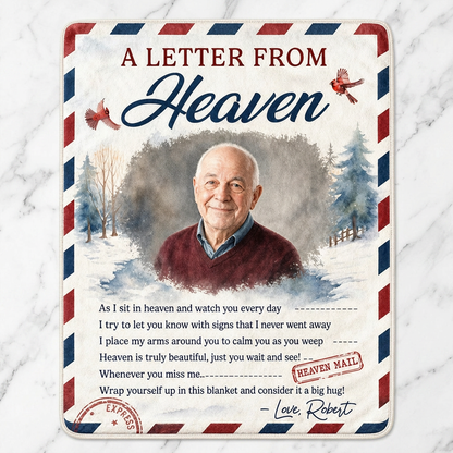 Personalized Photo A Letter From Heaven Memorial Fleece Blanket, Sympathy Gift for Loss of Loved One - Image 3