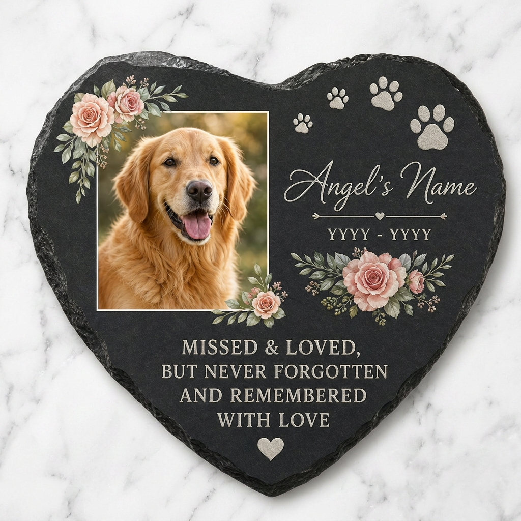Personalized Dog Photo Memorial Garden Stone – Pet Loss Remembrance Gift - Image 3 | VNMGSREPR1-6IN-EHIEU_AI_0486 VNMGSREPR1-8IN-EHIEU_AI_0486