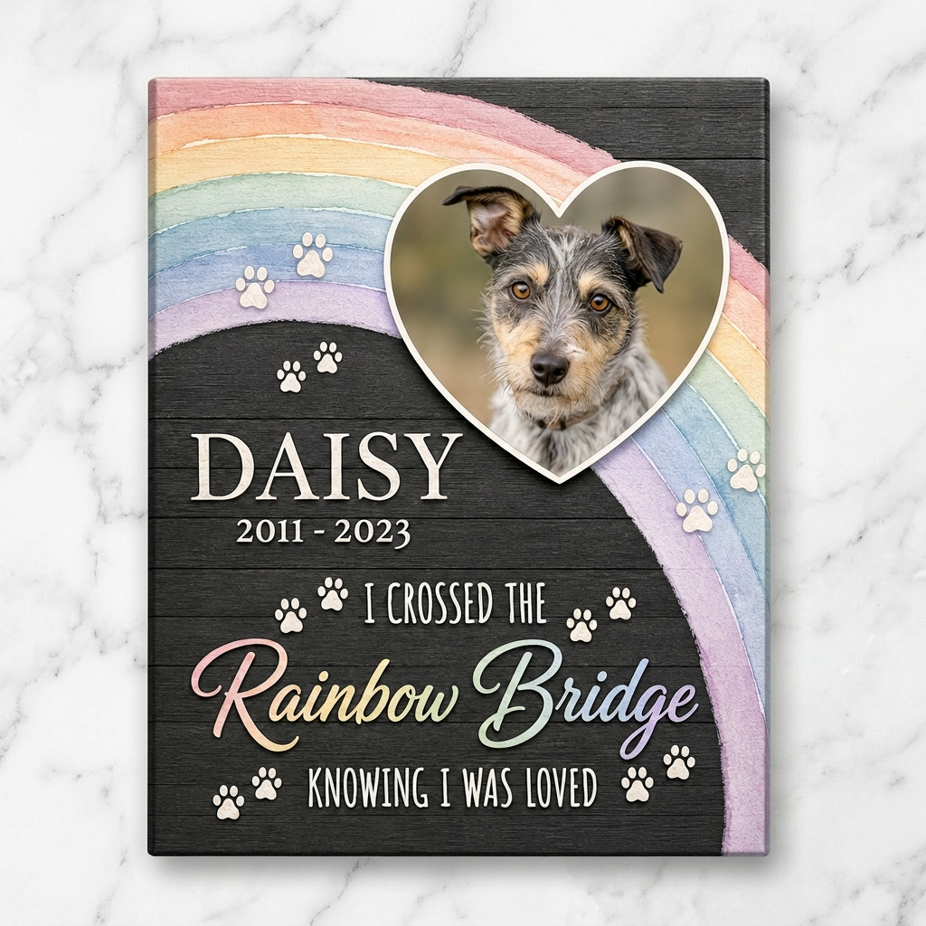 Personalized Pet Memorial Wall Canvas Rainbow Bridge Dog Loss Gift Sign - Image 3