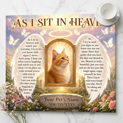 Personalized Pet Memorial Wall Canvas As I Sit In Heaven Cat Photo Sympathy Gift - Image 3