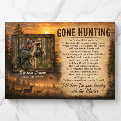Personalized Gone Hunting Memorial Wall Canvas for Loss of a Hunter Outdoorsman Remembrance Gift - Image 3