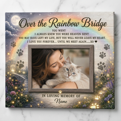Personalized Cat Memorial Wall Canvas Gift for Cat Loss Over Rainbow Bridge - Image 3