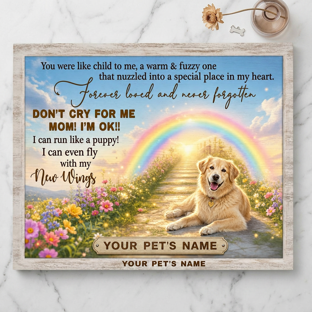 Personalized Dog Memorial Wall Canvas Rainbow Bridge Gift for Pet Loss Mom - Image 3