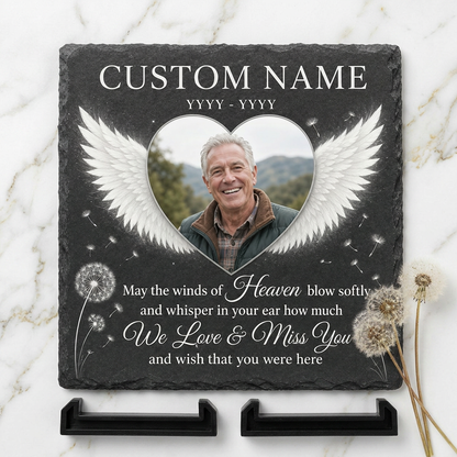 Personalized Memorial Garden Stone Slate Plaque with Photo – Gift for Loss of Loved One - Image 3 | VNMGSREPR1-6IN-EHIEU_AI_0466 VNMGSREPR1-8IN-EHIEU_AI_0466