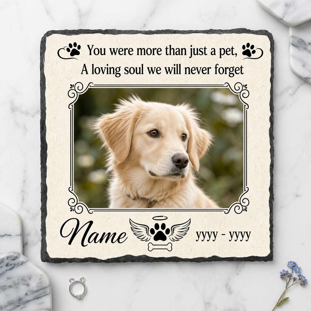 Personalized Pet Memorial Garden Stone – Custom Photo Slate Dog Loss Keepsake - Image 3 | VNMGSREPR1-6IN-EHIEU_AI_0451 VNMGSREPR1-8IN-EHIEU_AI_0451