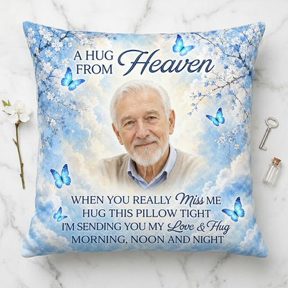 Personalized Photo Memorial Pillow All Over Printed - A Hug From Heaven Sympathy Gift - Image 3