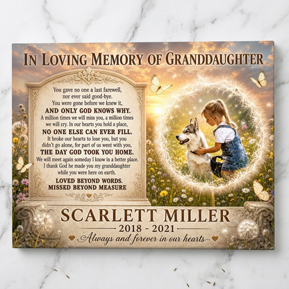Personalized Memorial Canvas Print for Loss of Granddaughter – Wall Art - Image 3