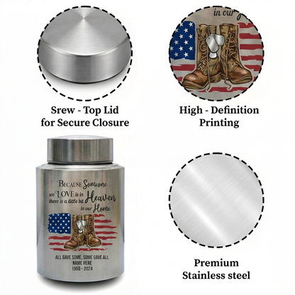 Personalized Veteran Military US Army Stainless Steel Large Urn Soldier Remembrance Tribute Home Decor Display Silver Black Gold Red Memorial Keepsake Urn, Memorial Gift, In Loving Memory - Image 3