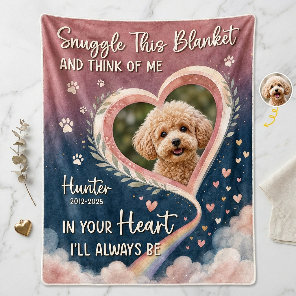 Personalized Pet Memorial Photo Fleece Blanket - Dog Loss Sympathy Gift for Pet Owners - Image 3