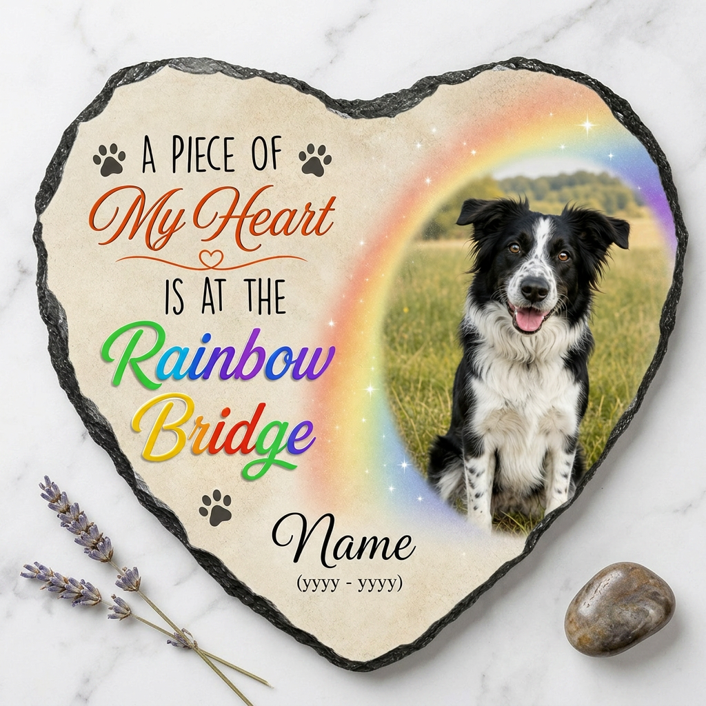 Personalized Rainbow Bridge Dog Memorial Garden Stone Custom Photo Pet Loss Gift - Image 3 | VNMGSREPR1-6IN-EHIEU_AI_0458 VNMGSREPR1-8IN-EHIEU_AI_0458