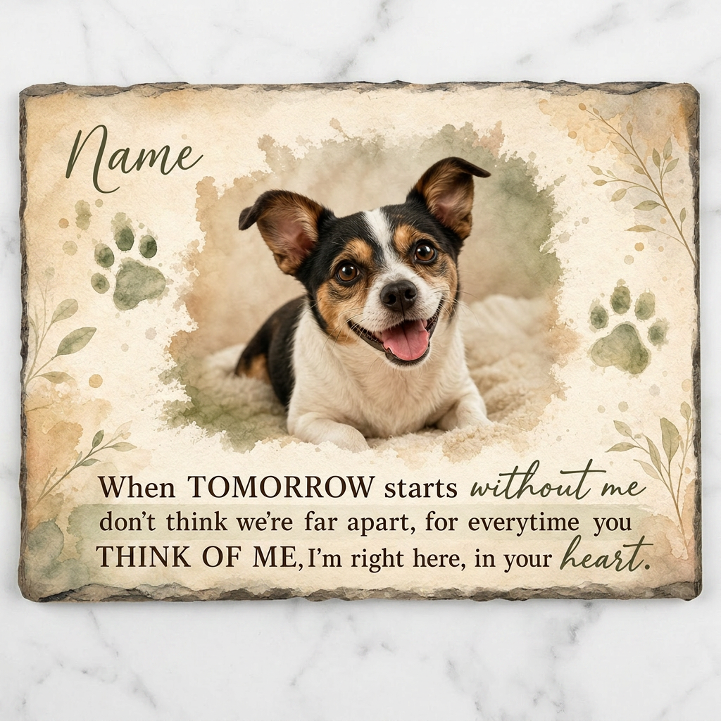 Personalized Dog Memorial Garden Stone With Photo, Pet Loss Sympathy Gift - Image 3 | VNMGSREPR1-6IN-EHIEU_AI_0475 VNMGSREPR1-8IN-EHIEU_AI_0475