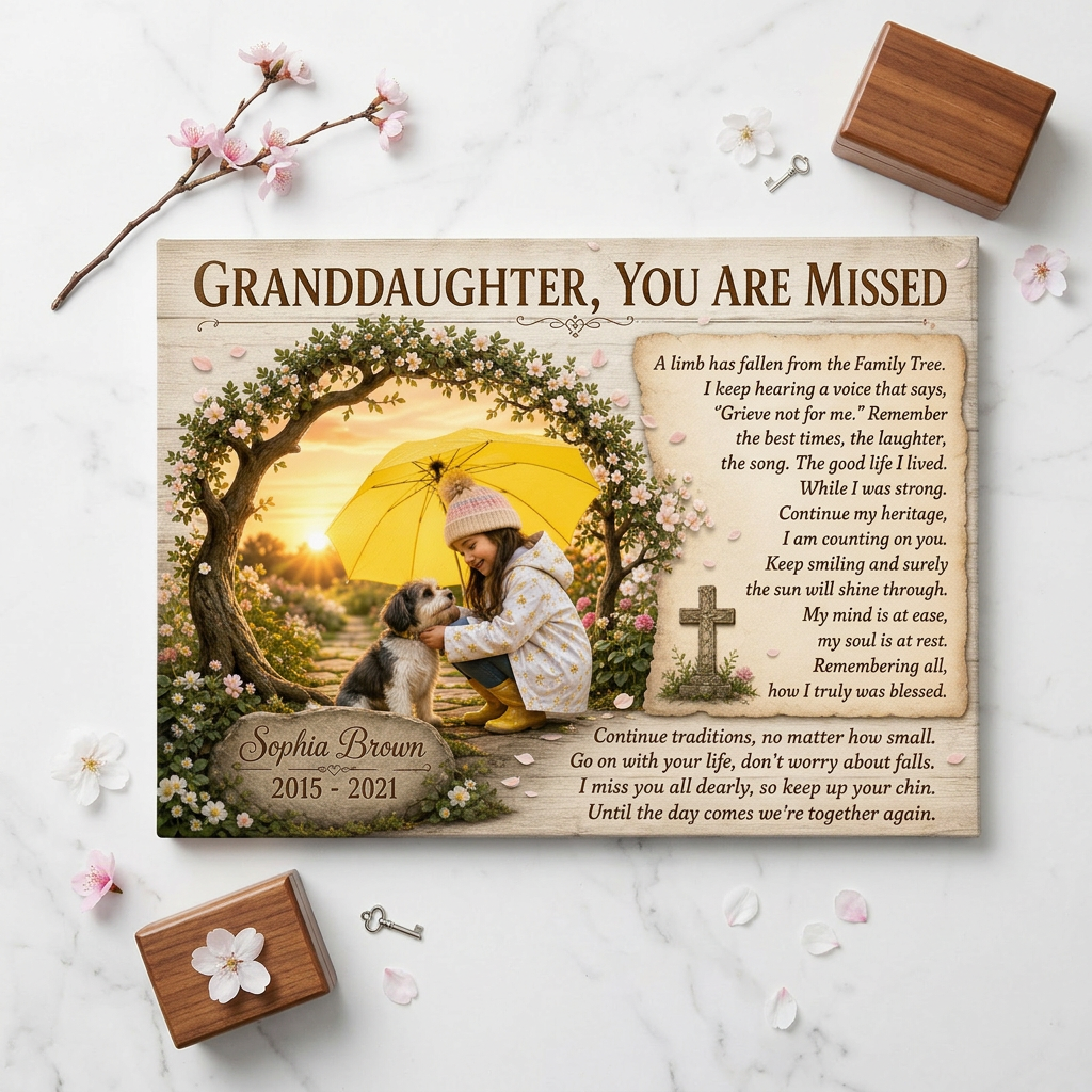 Personalized Memorial Canvas for Granddaughter Custom Photo Wall Art Gift - Image 3
