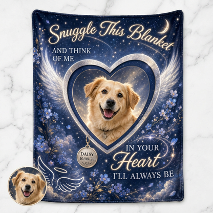 Personalized Pet Memorial Photo Fleece Blanket, Custom Dog Loss Sympathy Gift with Name & Date - Image 3