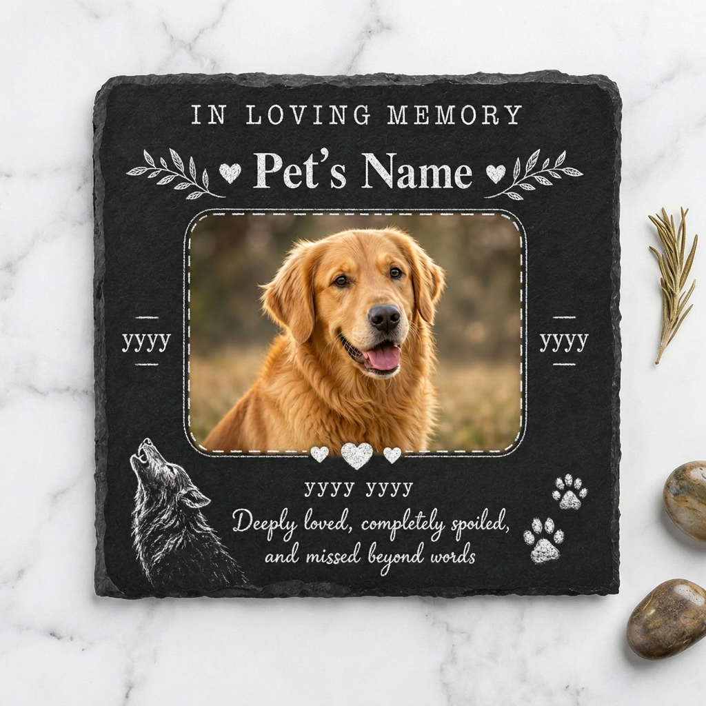 Personalized Pet Photo Memorial Garden Stone - Dog Loss Grave Decoration Gift - Image 3 | VNMGSREPR1-6IN-EHIEU_AI_0488 VNMGSREPR1-8IN-EHIEU_AI_0488