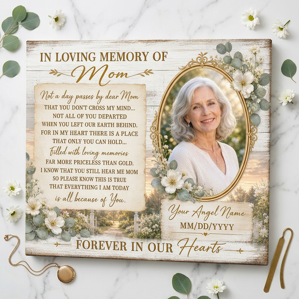 Personalized Memorial Wall Canvas for Loss of Mother, In Loving Memory of Mom Sympathy Gift - Image 3