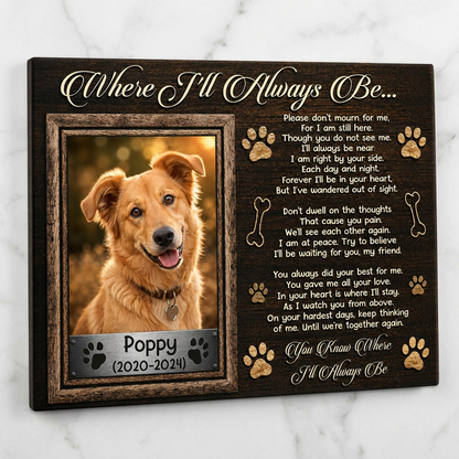 Personalized Dog Memorial Canvas Wall Art - Custom Pet Photo & Name Remembrance Sign for Pet Loss - Image 3 | WCV-12X8-EHIEU_AI_0033 WCV-14X11-EHIEU_AI_0033 WCV-18X12-EHIEU_AI_0033 WCV-20X16-EHIEU_AI_0033 WCV-24X16-EHIEU_AI_0033 WCV-24X20-EHIEU_AI_0033 WCV-30X20-EHIEU_AI_0033 WCV-30X24-EHIEU_AI_0033 WCV-36X24-EHIEU_AI_0033 WCV-40X30-EHIEU_AI_0033