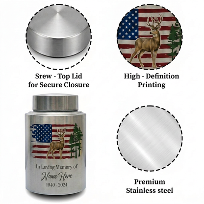 Personalized Deer Hunting Large Cremation Urn for Human Ashes, Custom Outdoorsman Hunter Tribute, Dad Grandpa Bereavement Ash Container, Memorial Keepsake Urn, Memorial Gift, In Loving Memory - Image 3