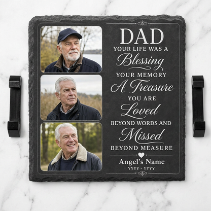 Personalized Dad Memorial Photo Slate Garden Stone, Father Remembrance Gift - Image 3 | VNMGSREPR1-6IN-EHIEU_AI_0433 VNMGSREPR1-8IN-EHIEU_AI_0433