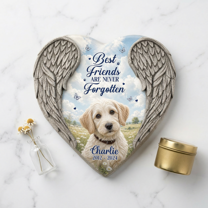 Personalized Heart Shaped Pet Memorial Garden Stone – Angel Wing Dog Loss Gift - Image 3 | VNMGSREPR1-6IN-EHIEU_AI_0413 VNMGSREPR1-8IN-EHIEU_AI_0413