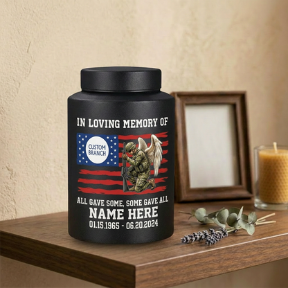 Personalized Veterans Memorial US Army Flag Stainless Steel Military Tribute Home Display Funeral Burial Large and Small Sizes Memorial Keepsake Urn, Memorial Gift, In Loving Memory - Image 4