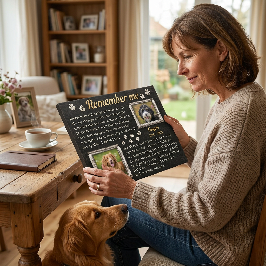 Personalized Dog Memorial Wall Canvas - Custom Pet Photo & Name Remembrance Keepsake Print - Image 4 | WCV-12X8-EHIEU_AI_0038 WCV-14X11-EHIEU_AI_0038 WCV-18X12-EHIEU_AI_0038 WCV-20X16-EHIEU_AI_0038 WCV-24X16-EHIEU_AI_0038 WCV-24X20-EHIEU_AI_0038 WCV-30X20-EHIEU_AI_0038 WCV-30X24-EHIEU_AI_0038 WCV-36X24-EHIEU_AI_0038 WCV-40X30-EHIEU_AI_0038