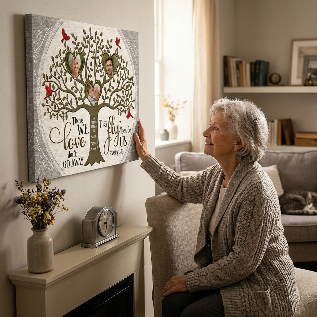 Personalized Memorial Family Tree Wall Canvas with Photos, In Loving Memory Sympathy Gift - Image 4