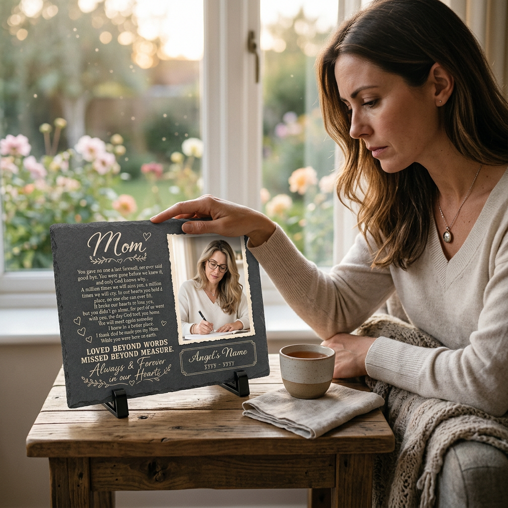 Personalized Mom Memorial Garden Stone – Rectangle Slate Gift for Loss of Mother - Image 4 | VNMGSREPR1-6IN-EHIEU_AI_0480 VNMGSREPR1-8IN-EHIEU_AI_0480