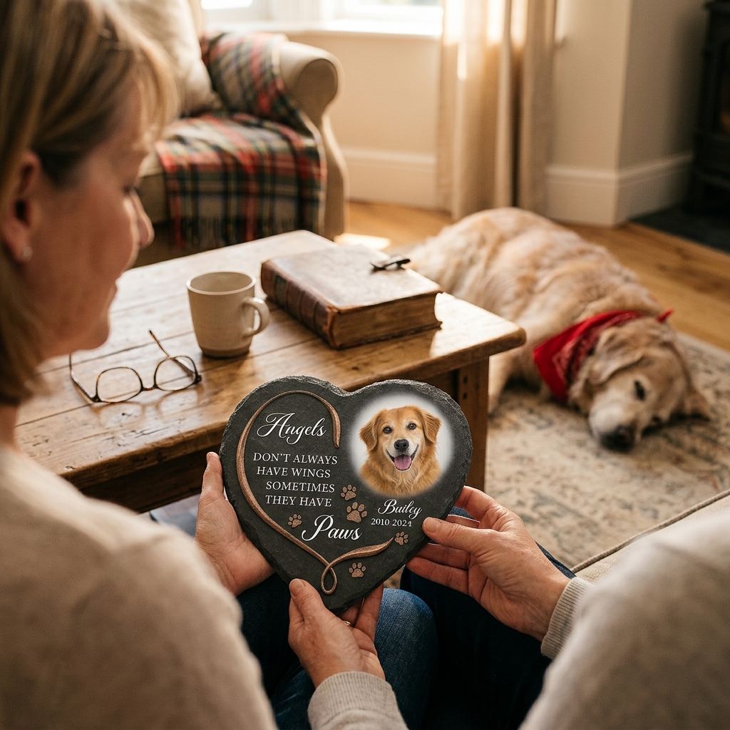 Personalized Dog Memorial Garden Stone - Paw Angel Wings Pet Loss Gift - Image 4 | VNMGSREPR1-6IN-EHIEU_AI_0411 VNMGSREPR1-8IN-EHIEU_AI_0411