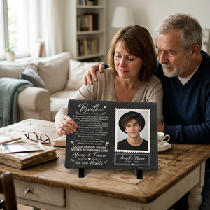 Personalized Brother Memorial Garden Stone – Photo Slate Plaque Gift for Loss of Brother - Image 4