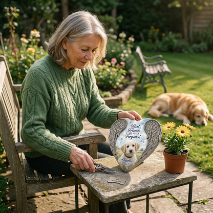 Personalized Heart Shaped Pet Memorial Garden Stone – Angel Wing Dog Loss Gift - Image 4 | VNMGSREPR1-6IN-EHIEU_AI_0413 VNMGSREPR1-8IN-EHIEU_AI_0413