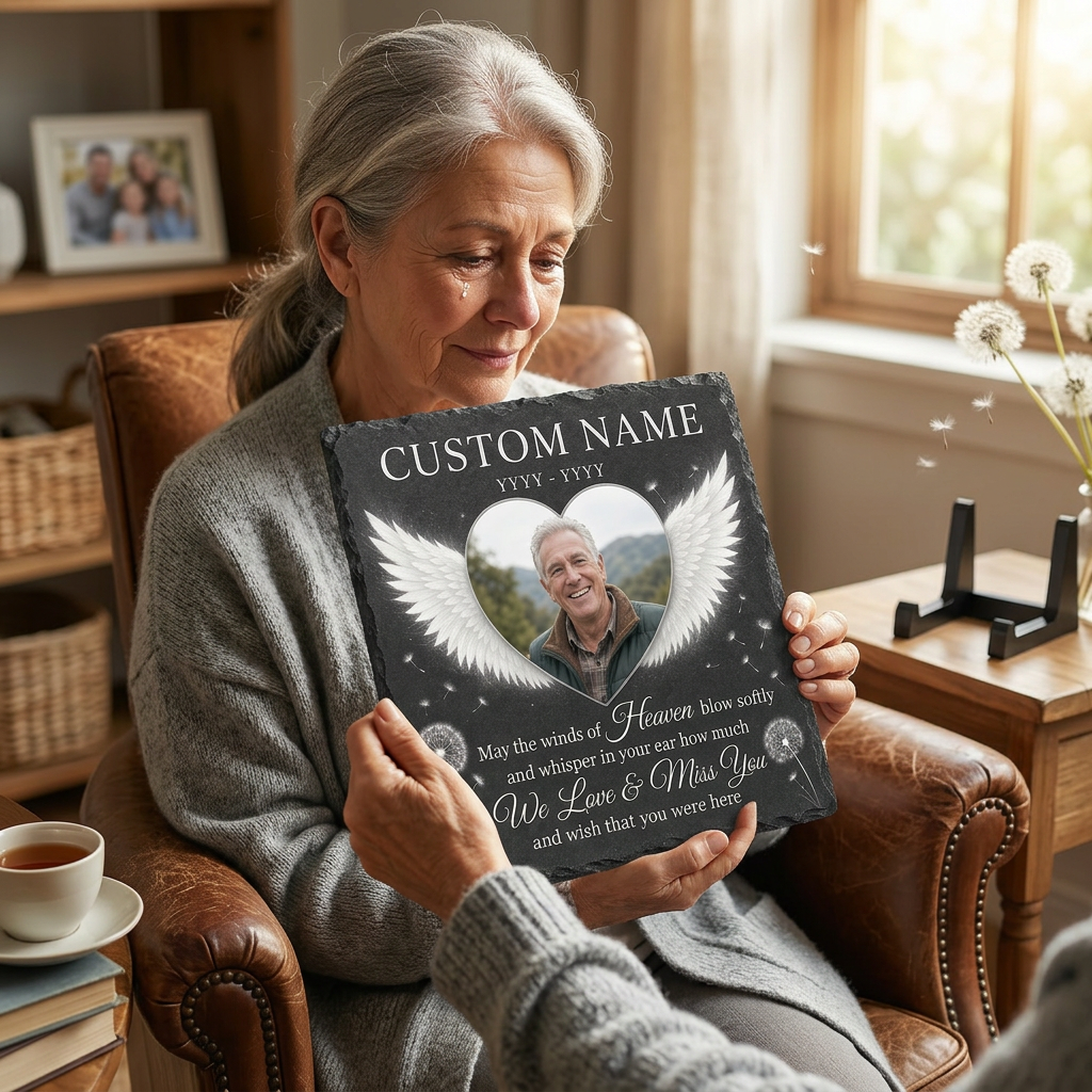 Personalized Memorial Garden Stone Slate Plaque with Photo – Gift for Loss of Loved One - Image 4 | VNMGSREPR1-6IN-EHIEU_AI_0466 VNMGSREPR1-8IN-EHIEU_AI_0466
