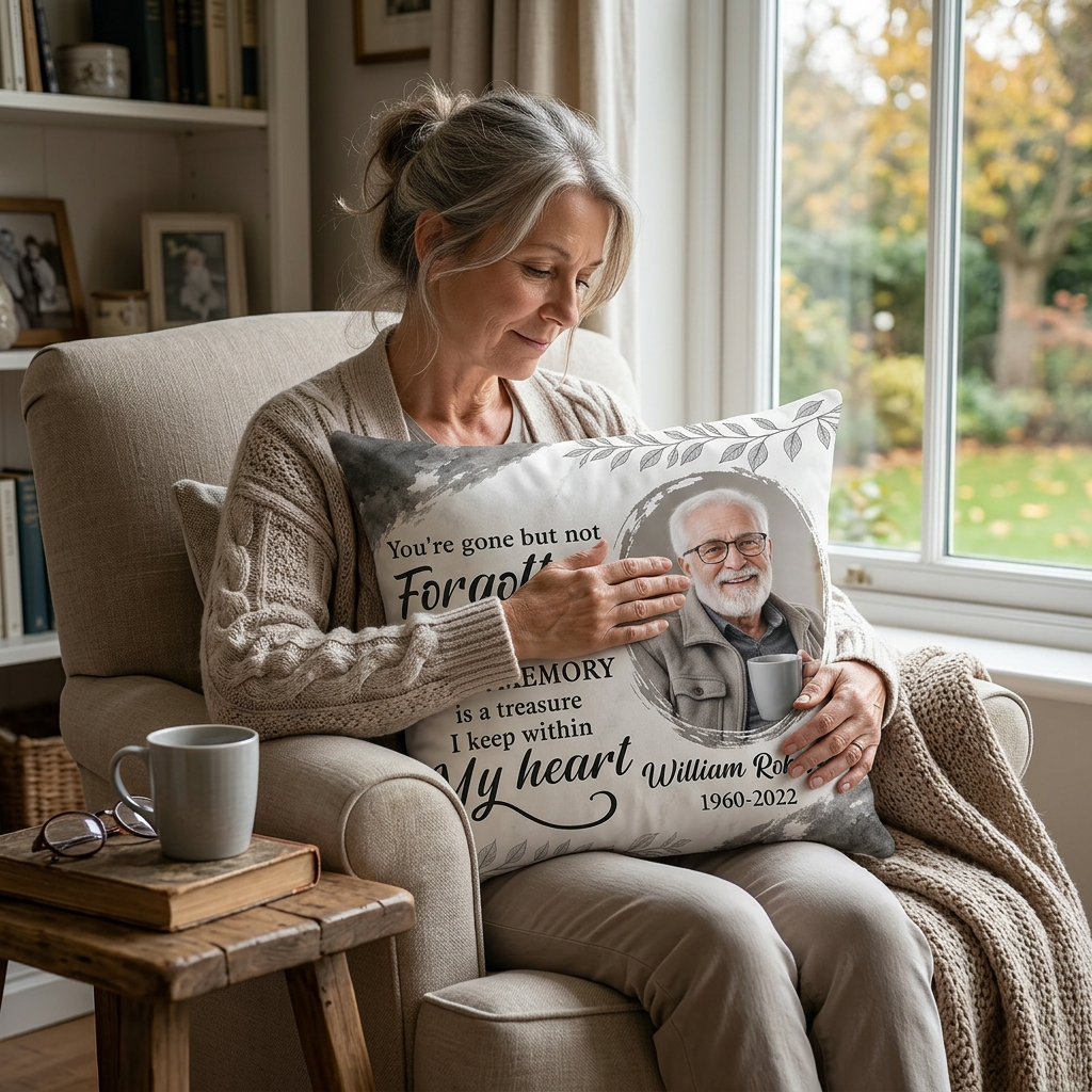 Personalized Memorial Photo Pillow With Name And Dates - Sympathy Gift For Loss Of Loved One - Image 4