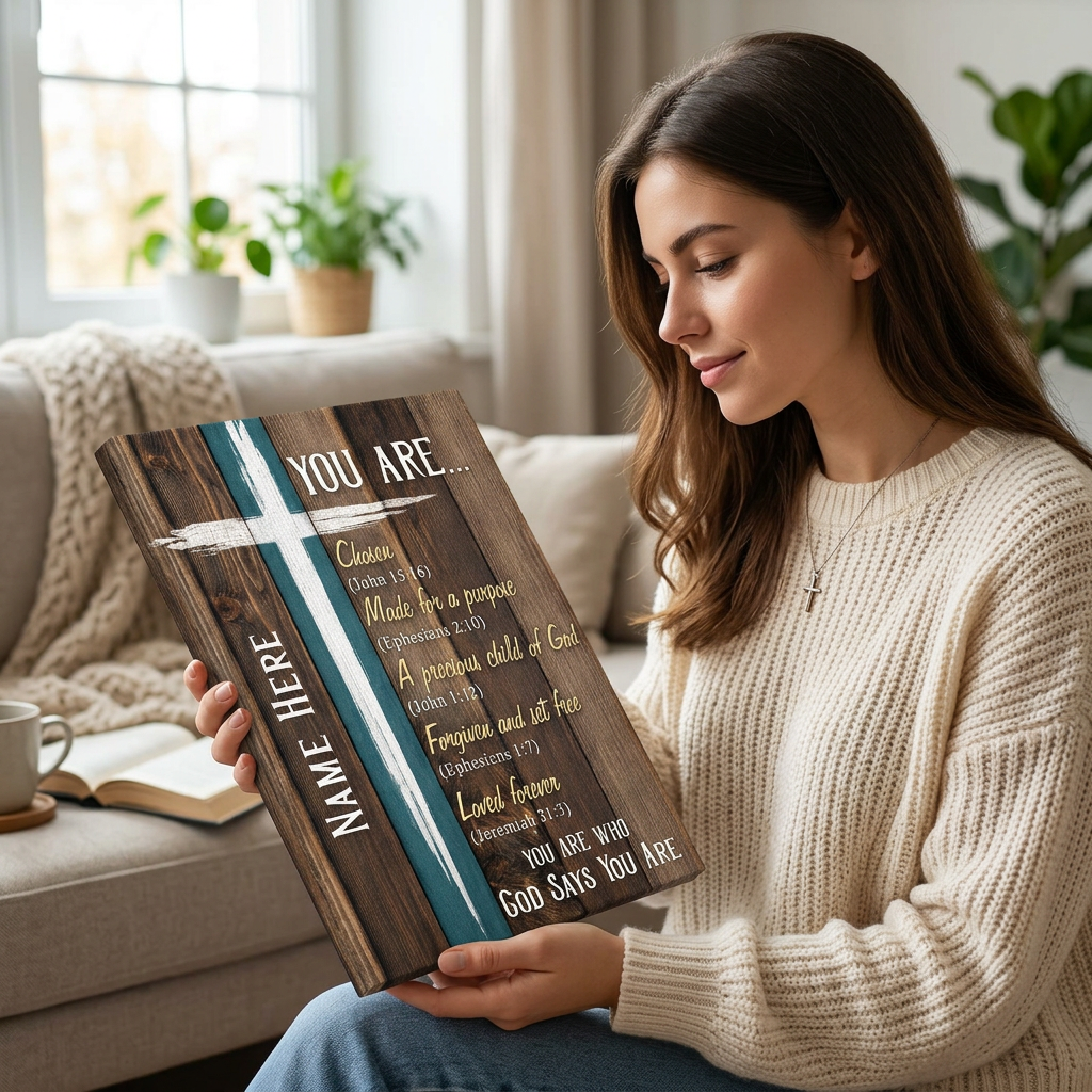 Personalized God Says You Are Christian Wall Canvas Bible Verse Gift for Women - Image 4