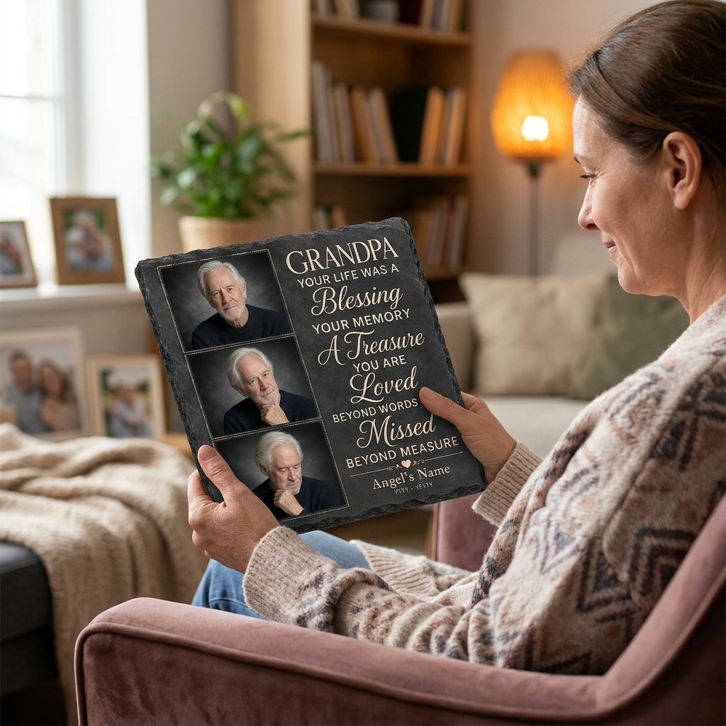 Personalized Grandpa Memorial Photo Slate Stone – In Loving Memory Sympathy Gift - Image 4 | VNMGSREPR1-6IN-EHIEU_AI_0427 VNMGSREPR1-8IN-EHIEU_AI_0427