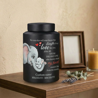 Personalized Baby Elephant Stainless Steel Cremation Urn for Infant Child Boy Girl, Mother to Child Pregnancy Loss Miscarriage Remembrance Memorial Keepsake Urn, Memorial Gift, In Loving Memory - Image 4