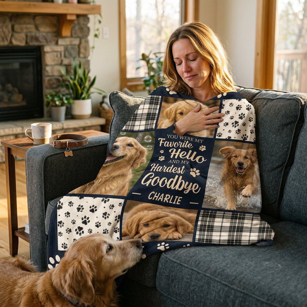 Personalized Dog Memorial Photo Blanket - Custom Pet Fleece Blanket Sympathy Gift for Dog Loss - Image 4