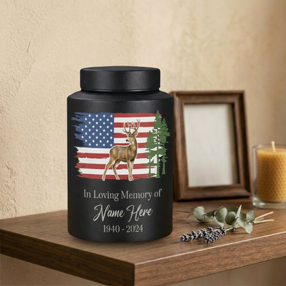 Personalized Deer Hunting Large Cremation Urn for Human Ashes, Custom Outdoorsman Hunter Tribute, Dad Grandpa Bereavement Ash Container, Memorial Keepsake Urn, Memorial Gift, In Loving Memory - Image 4