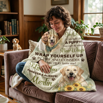 Personalized Dog Memorial Photo Fleece Blanket - Pet Loss Sympathy Gift for Grieving Owners - Image 4